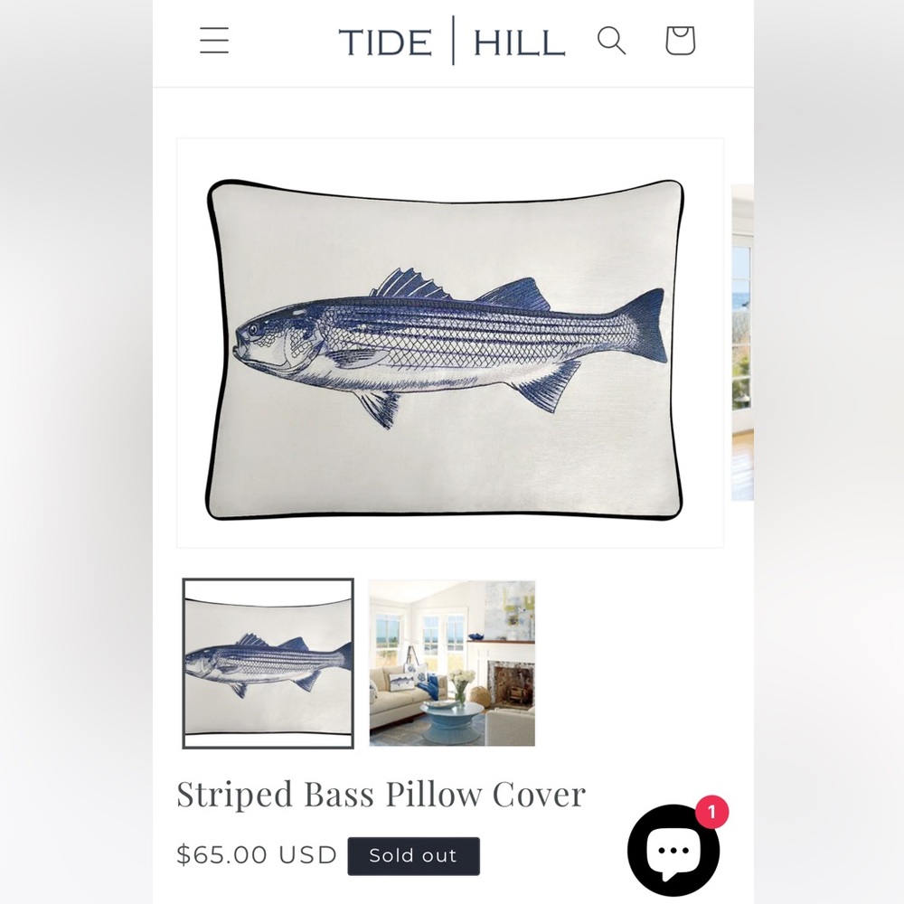 Tide Hill Home embroidered pillow cover. 22x18”. New.